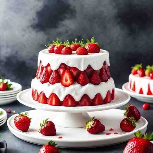 Заливной торт с клубникой и маскарпоне